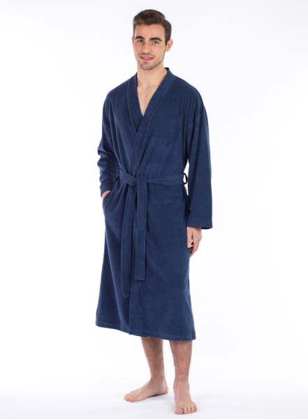 Noble men bathrobe made of light weight jersey stretch material.